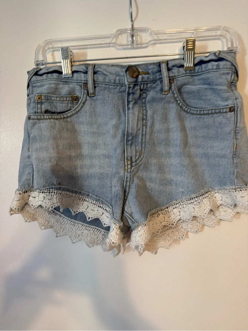 Free People Light Blue Denim Lace Trim Women’s Shorts